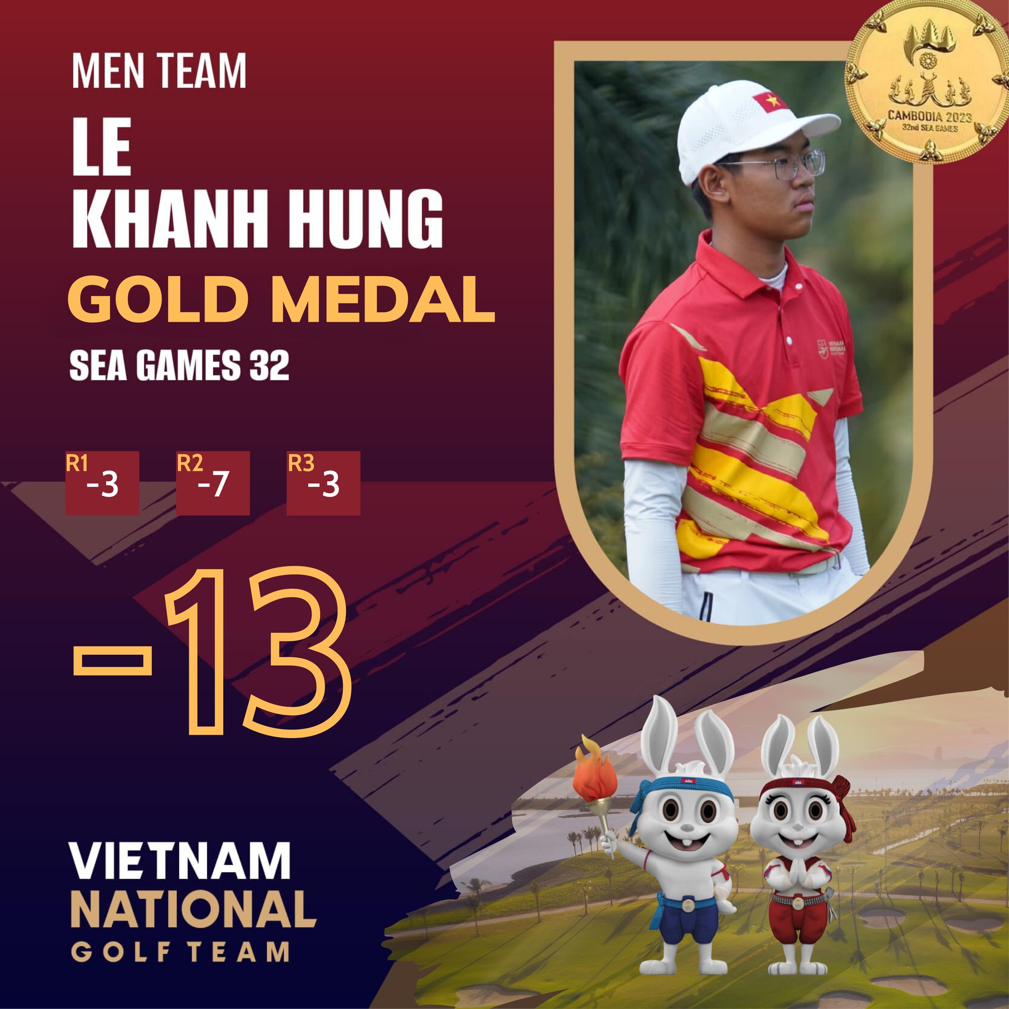 SÂN GOLF TUẦN CHÂU CHÚC MỪNG LÊ KHÁNH HƯNG ĐẠT HUY CHƯƠNG VÀNG LỊCH SỬ MÔN GOLF TẠI SEA GAMES 32