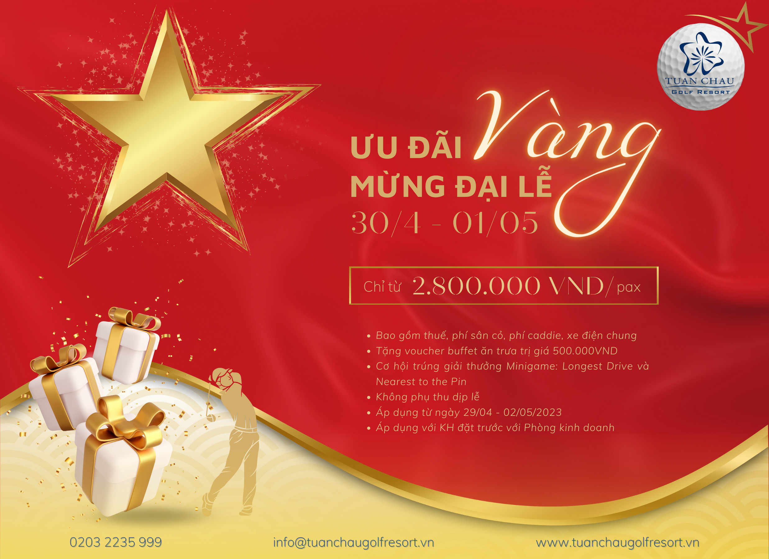 ƯU ĐÃI VÀNG - MỪNG ĐẠI LỄ 30/4 & 01/05 CÙNG “ĐẢO GOLF MIỀN DI SẢN”
